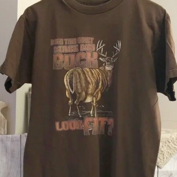 Allstyle Apparel sz M Brown Funny Hunting Graphic Tee - Picture 1 of 8